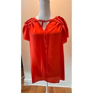 Max Studio Orange Tie Neck Blouse Top XS New With Tags